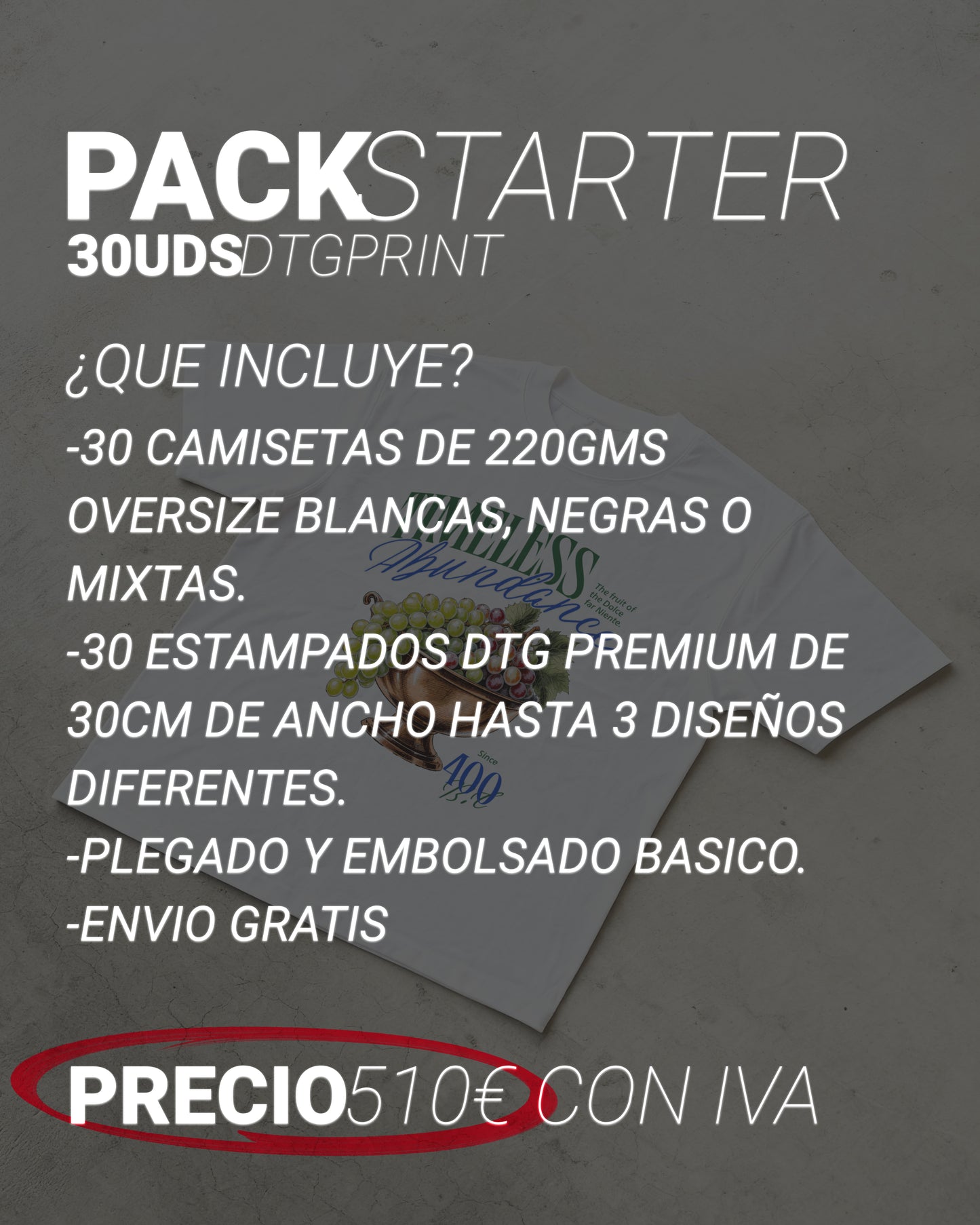 PACK STARTER DTG 30UDS