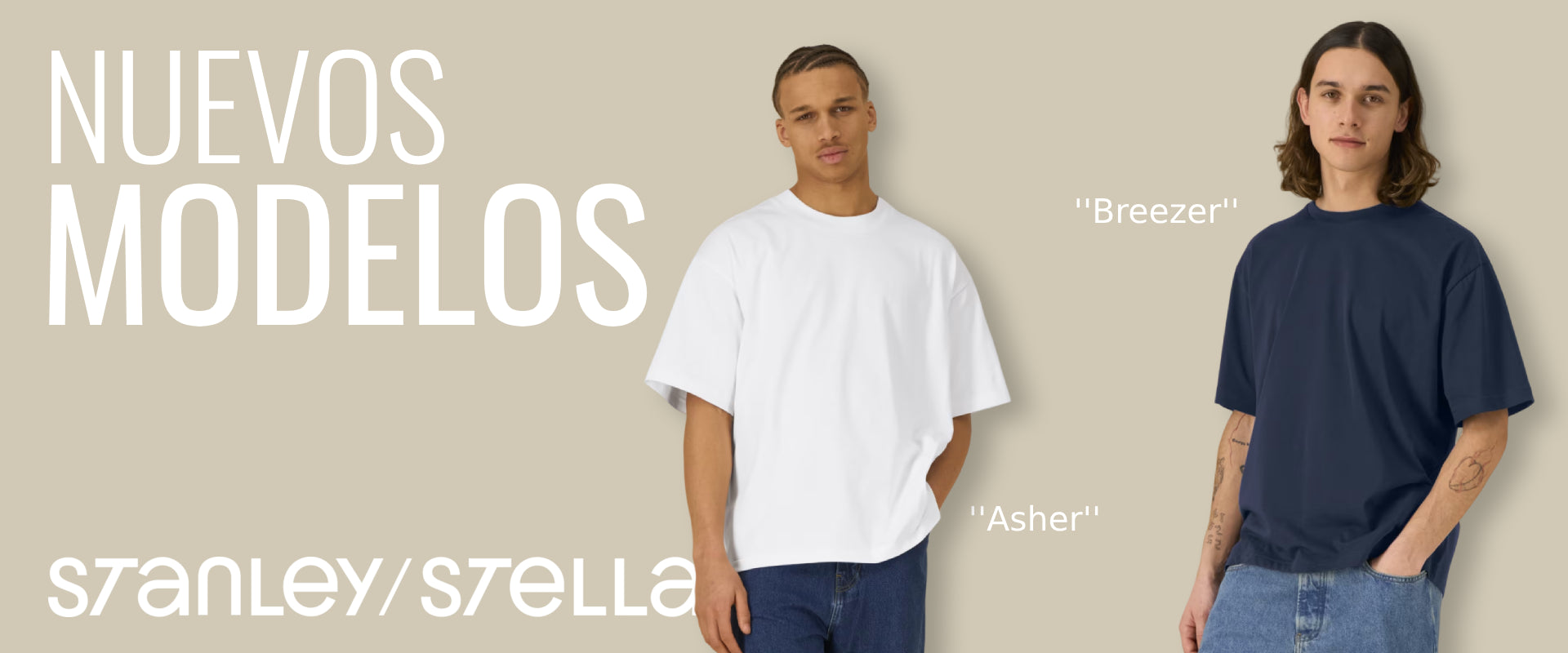 Dos modelos con camisetas para personalizar de Stanley Stella